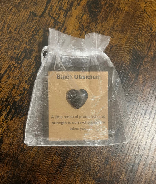 Black Obsidian Pocket Heart | Protection Stone Gift | Pocket Hug | Strength Keepsake | Worry Stone | Thinking of You | Letterbox Gift
